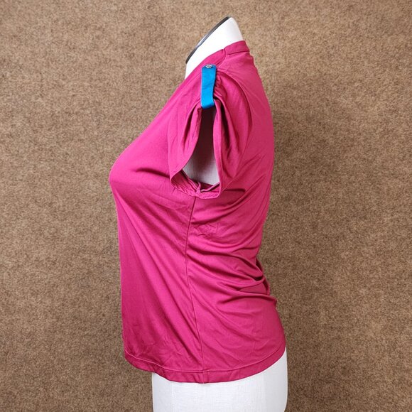 Greg Norman Play Dry Women Collarless Large Magenta Tab Sleeves Golf Athletics - Picture 3 of 9